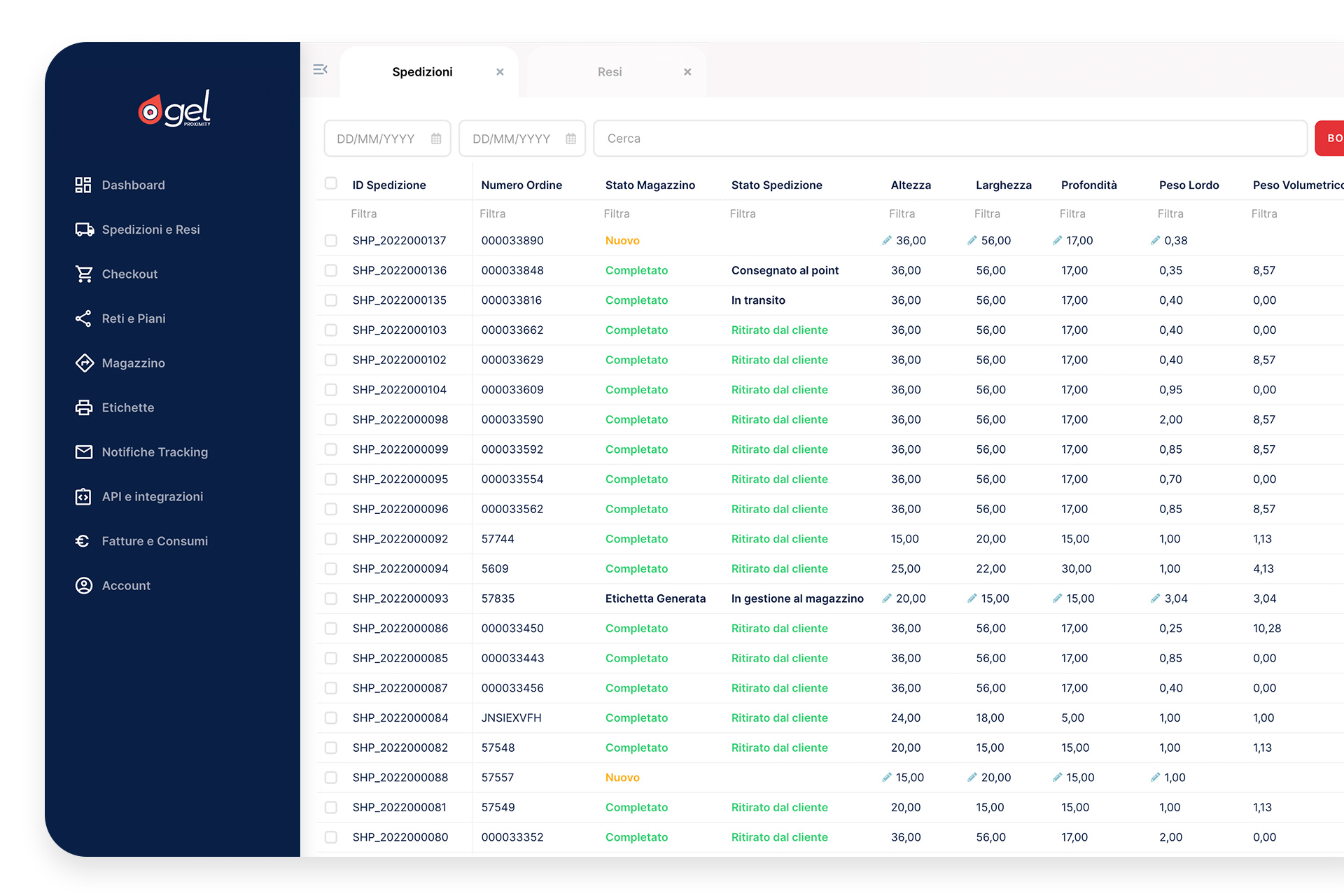 software spedizioni GEL Proximity